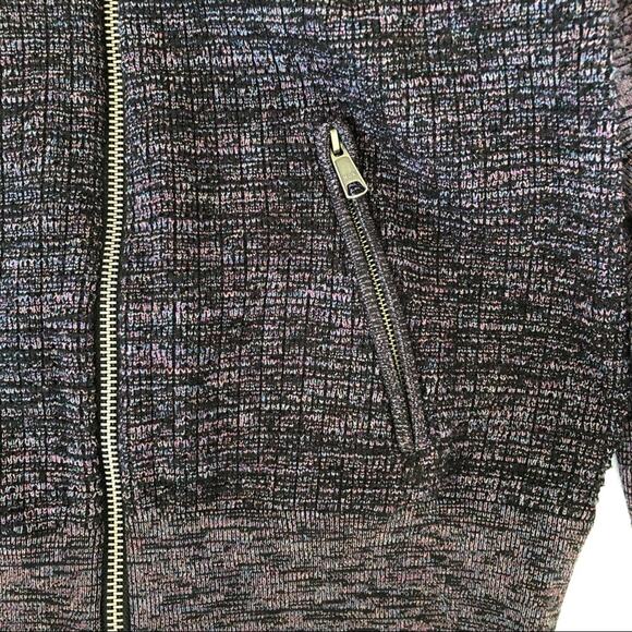 Free People Sweater Women Medium Heather Dark Purple Bomber Jacket Zip Front - Picture 13 of 16